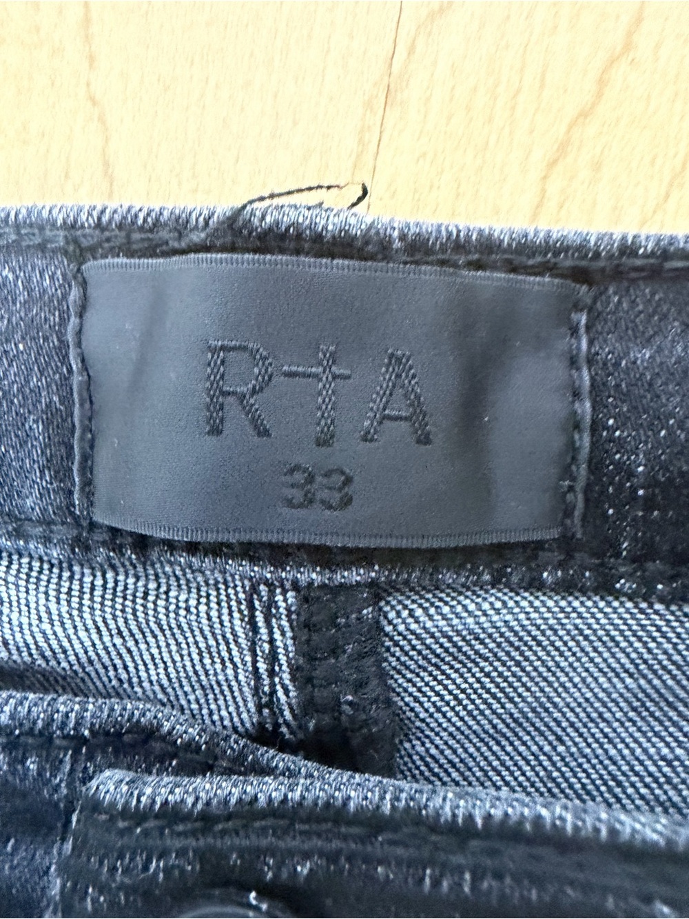 RTA Men’s Distressed Ripped Black Jeans Size 33 Logo Stretch - Picture 14 of 16